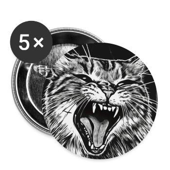 Angry Cat - Buttons large 2.2''/56 mm (5-pack) - white - Front