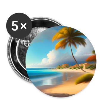 Sur la plage - Lot de 5 grands badges (56 mm) - blanc - Devant