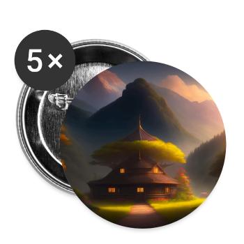 House in the jungle - Buttons large 2.2''/56 mm (5-pack) - white - Front