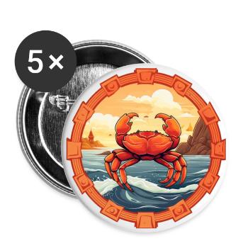 Crabe - Lot de 5 grands badges (56 mm) - blanc - Devant