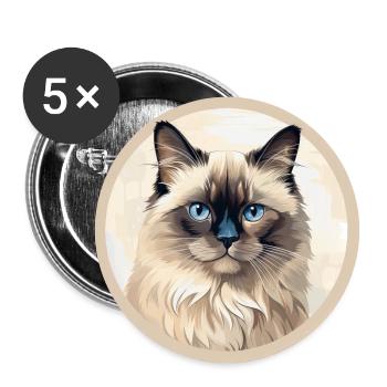 Burmese Cat - Buttons large 2.2''/56 mm (5-pack) - white - Front