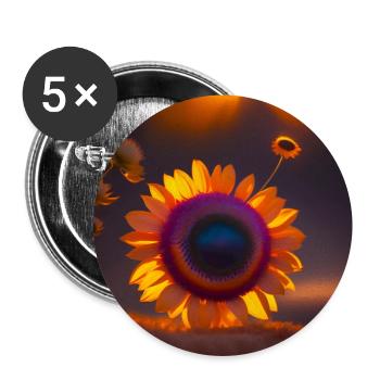 Sonnenblume - Buttons groß 56 mm (5er Pack) - Weiß - Vorne