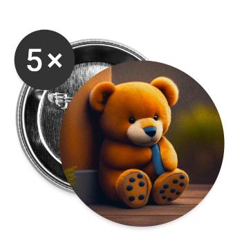 Teddybär - Buttons groß 56 mm (5er Pack) - Weiß - Vorne