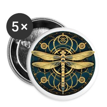 Libellule - Lot de 5 grands badges (56 mm) - blanc - Devant