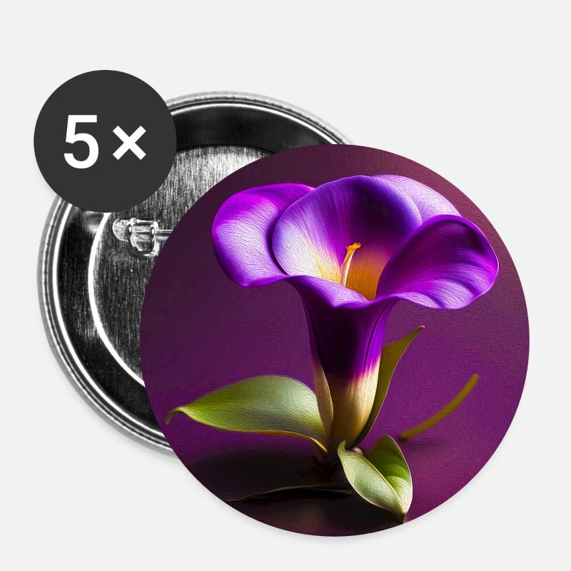Purple Calla - Buttons large 2.2''/56 mm (5-pack) - white