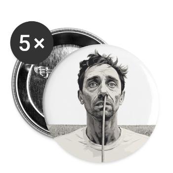 verrückter Mann - Buttons groß 56 mm (5er Pack) - Weiß - Vorne