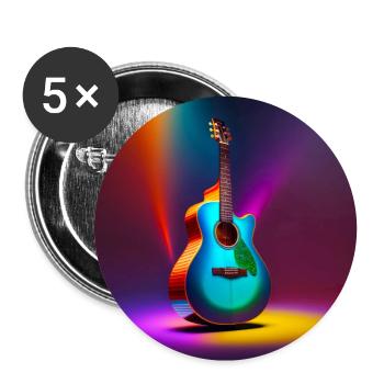 Guitare - Lot de 5 grands badges (56 mm) - blanc - Devant
