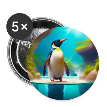 Pinguin - Buttons groß 56 mm (5er Pack) - Weiß - Vorne