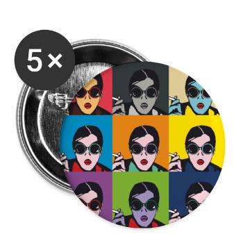 Glamour Rebel - Lot de 5 grands badges (56 mm) - blanc - Devant