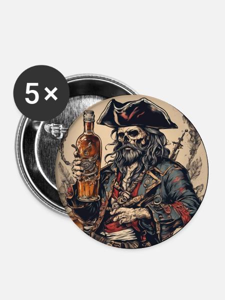 Dead Pirate - Buttons groß 56 mm (5er Pack) - Weiß