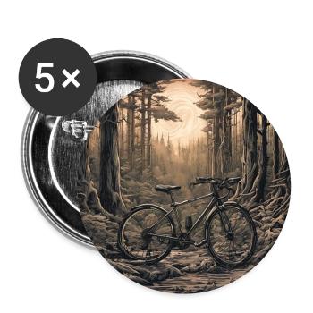 Bicycle / Bike / Cycling / Bicycle / Forest / Mountains - Buttons large 2.2''/56 mm (5-pack) - white - Front