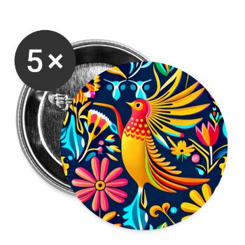 Birds and flowers wall art - Buttons large 2.2''/56 mm (5-pack) - white - Front