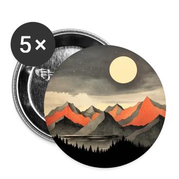Montagnes la nuit - Lot de 5 grands badges (56 mm) - blanc - Devant