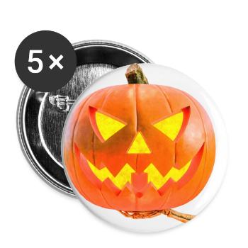 Halloween pumpkin carried by the Grim Reaper - Buttons large 2.2''/56 mm (5-pack) - white - Front