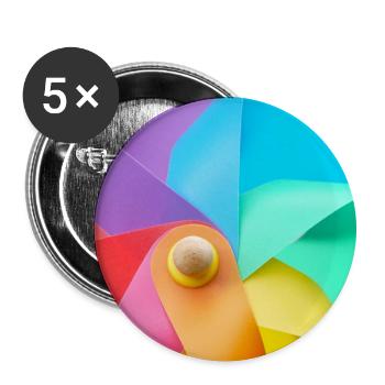 Windmühle in Regenbogenfarben Detail - Buttons groß 56 mm (5er Pack) - Weiß - Vorne