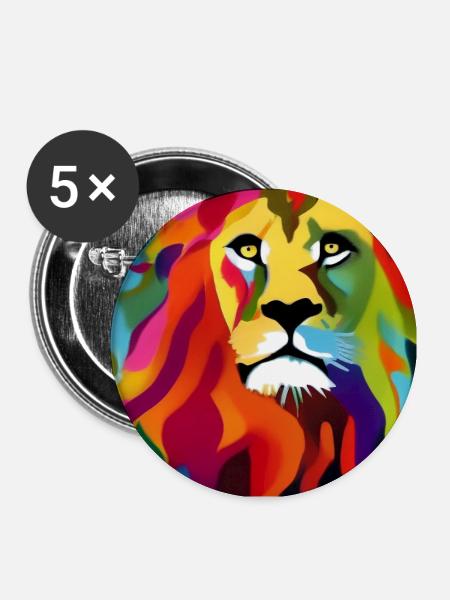Tiger Gemälde - Buttons groß 56 mm (5er Pack) - Weiß