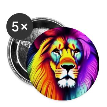 KI Lion abstract - Buttons groß 56 mm (5er Pack) - Weiß - Vorne