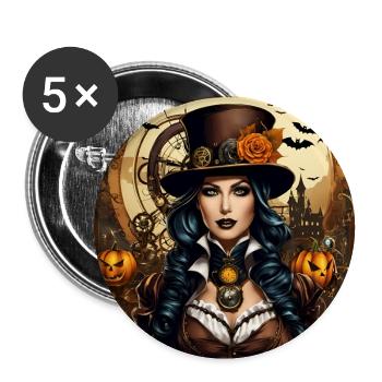 Halloween in Steampunk Style - Buttons large 2.2''/56 mm (5-pack) - white - Front