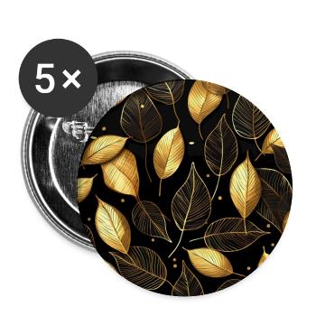 Goldene Blätter - Buttons groß 56 mm (5er Pack) - Weiß - Vorne
