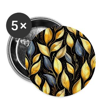 Goldene Blätter - Buttons groß 56 mm (5er Pack) - Weiß - Vorne