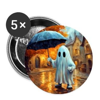Gespenst im Regen - Buttons groß 56 mm (5er Pack) - Weiß - Vorne