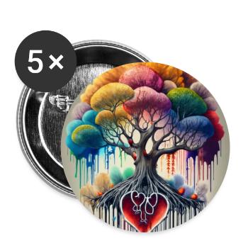 arbre coloré - Lot de 5 grands badges (56 mm) - blanc - Devant