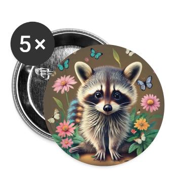 Fuchs mit Blumen - Buttons groß 56 mm (5er Pack) - Weiß - Vorne