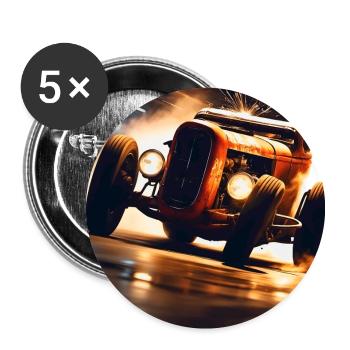 Rusty Hot Rod Rennen #2 - Buttons groß 56 mm (5er Pack) - Weiß - Vorne