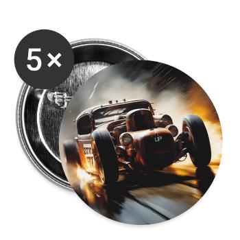 Rusty Hot Rod Rennen #3 - Buttons groß 56 mm (5er Pack) - Weiß - Vorne