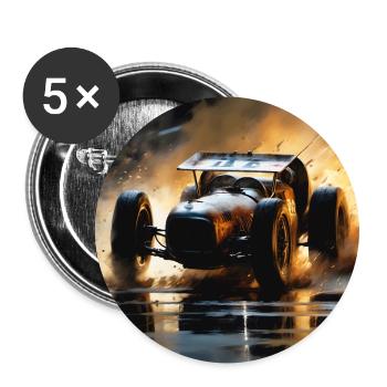 Rusty Hot Rod Rennen #5 - Buttons groß 56 mm (5er Pack) - Weiß - Vorne