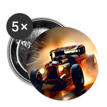Rusty Hot Rod Rennen #7 - Buttons groß 56 mm (5er Pack) - Weiß - Vorne