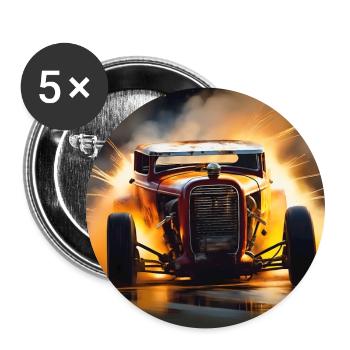 Rusty Hot Rod Rennen #8 - Buttons groß 56 mm (5er Pack) - Weiß - Vorne