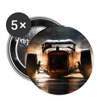 Rusty Hot Rod Rennen #9 - Buttons groß 56 mm (5er Pack) - Weiß - Vorne
