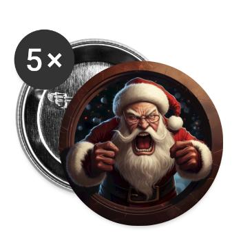 Angry Santa - Buttons large 2.2''/56 mm (5-pack) - white - Front