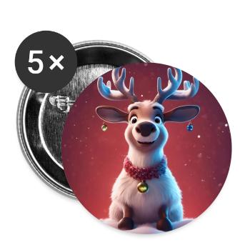 Portrait of a beautiful Christmas reindeer - Buttons large 2.2''/56 mm (5-pack) - white - Front