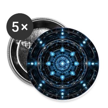 Cyber Mandala - Buttons groß 56 mm (5er Pack) - Weiß - Vorne