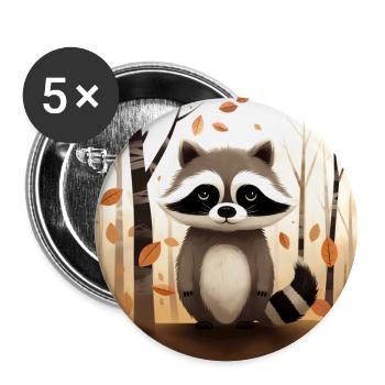 Ein Waschbär im Herbst - Buttons groß 56 mm (5er Pack) - Weiß - Vorne