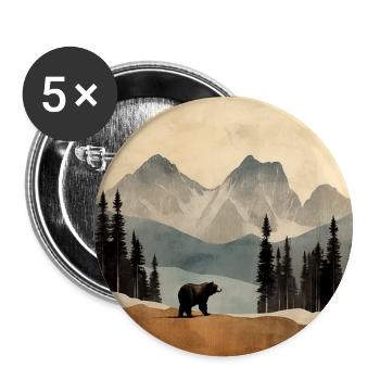 Bear in the mountains - Buttons large 2.2''/56 mm (5-pack) - white - Front