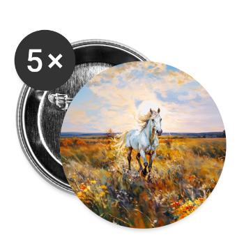 Horizon équin majestueux. Cheval dans le style de Van Gogh. - Lot de 5 grands badges (56 mm) - blanc - Devant