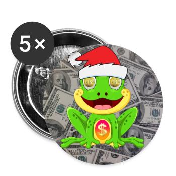 Christmas DividendenFrosch - Buttons groß 56 mm (5er Pack) - Weiß - Vorne