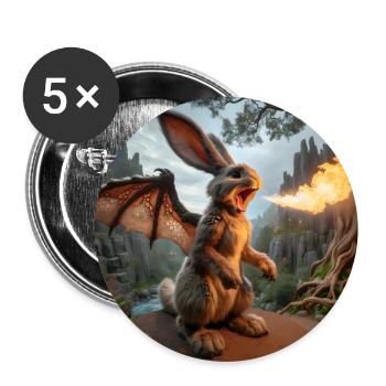 Feuerspeiender Hase Drache #17 - Buttons groß 56 mm (5er Pack) - Weiß - Vorne