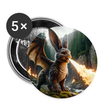Dragon lapin cracheur de feu #13 - Lot de 5 grands badges (56 mm) - blanc - Devant