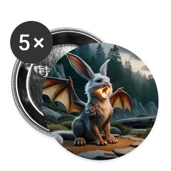 Feuerspeiender Hase Drache #20 - Buttons groß 56 mm (5er Pack) - Weiß - Vorne