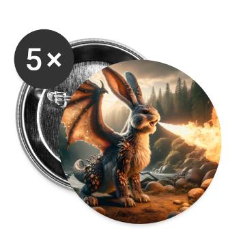 Dragon lapin cracheur de feu #14 - Lot de 5 grands badges (56 mm) - blanc - Devant