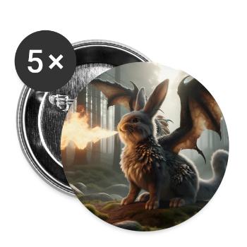 Feuerspeiender Hase Drache #06 - Buttons groß 56 mm (5er Pack) - Weiß - Vorne