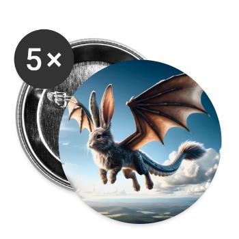 Dragon lapin volant #01 - Lot de 5 grands badges (56 mm) - blanc - Devant
