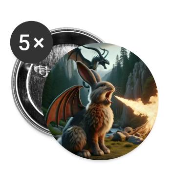 Dragon Lapin Cracheur de Feu #21 - Lot de 5 grands badges (56 mm) - blanc - Devant