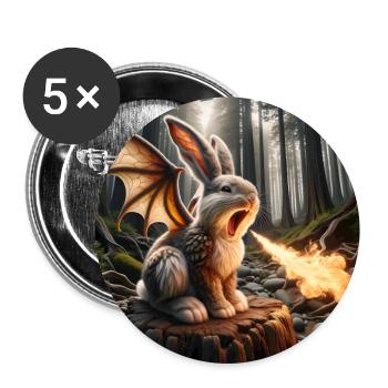 Dragon lapin cracheur de feu #23 - Lot de 5 grands badges (56 mm) - blanc - Devant