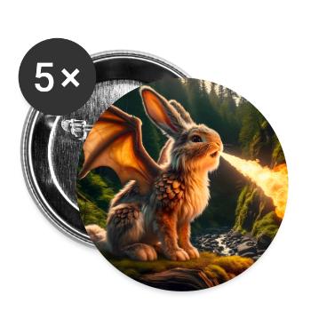 Dragon Lapin Cracheur de Feu #22 - Lot de 5 grands badges (56 mm) - blanc - Devant