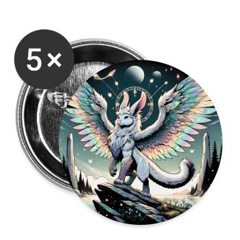 Mythical Bunny Dragon - Buttons large 2.2''/56 mm (5-pack) - white - Front